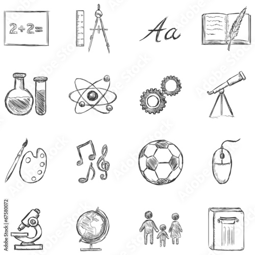 Vector Set of School Subjects Icons