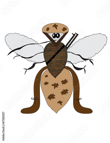 Mosquito dressed in fatigues as in army, military, soldier