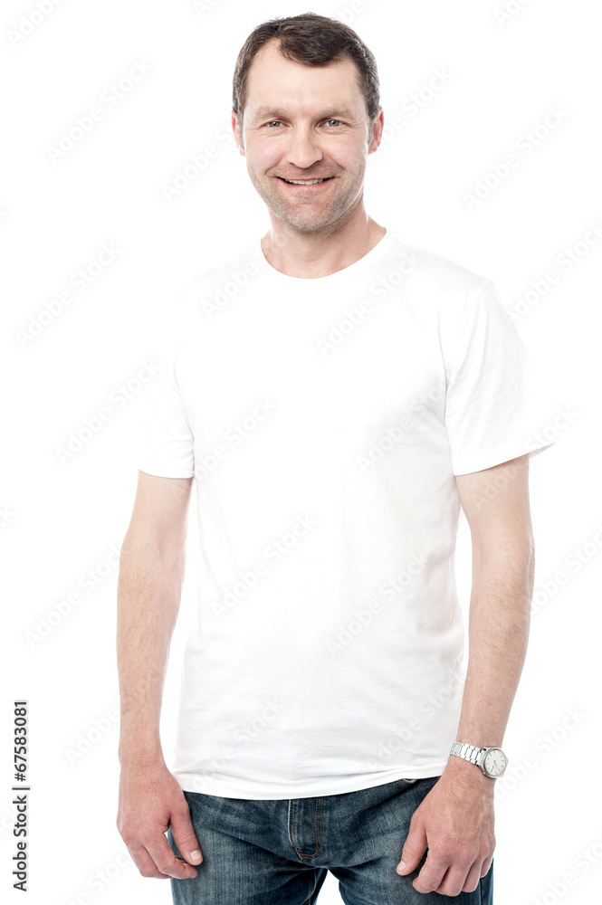 Relaxed middle age man posing casually Relaxed middle age man posing casually