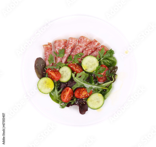 Salad with salami.