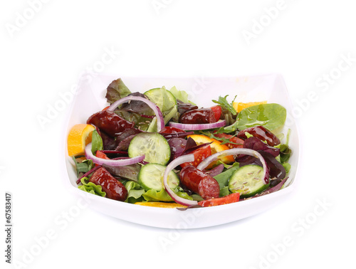 Salad with sausages.