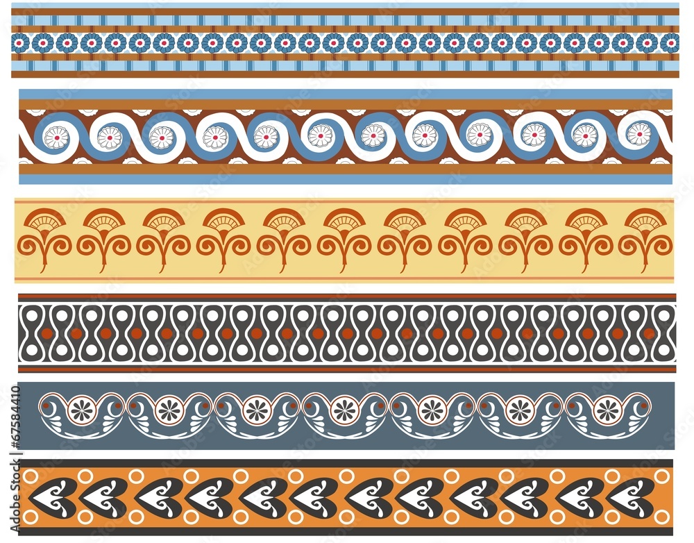 A set of ancient Minoan pattern designs A set of ancient Minoan pattern designs