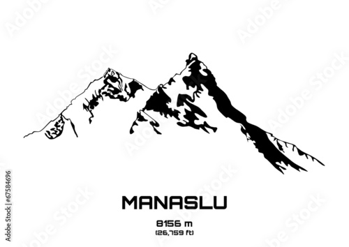 Outline vector illustration of Mt. Manaslu
