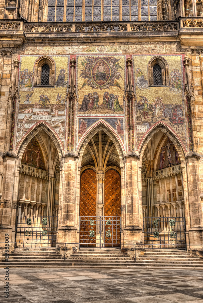 Southern gates of St.Vitus cathedral in Prague, Czech Republic.