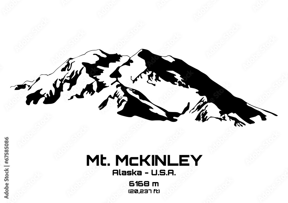 Fototapeta premium Outline vector illustration of Mt. McKinley