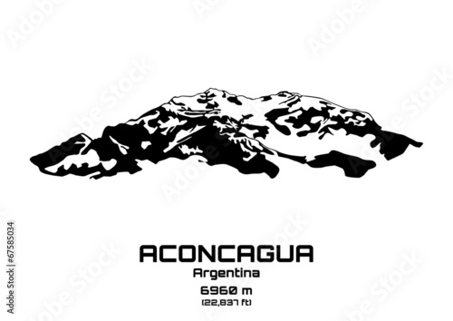 Outline vector illustration of Mt. Aconcagua