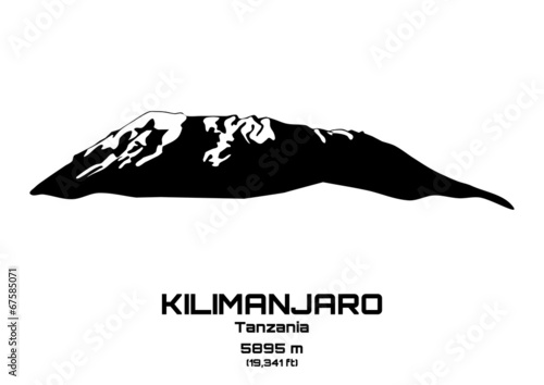 Outline vector illustration of Mt. Kilimanjaro