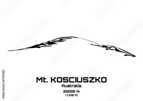Outline vector illustration of Mt. Kosciuszko