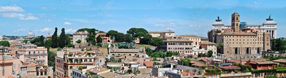 Ancient Rome city aerial view from Palatino hill