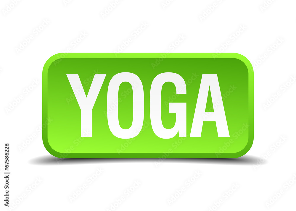 Yoga green 3d realistic square isolated button Yoga green 3d realistic square isolated button