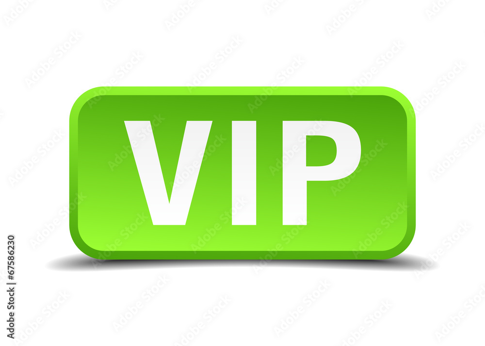 Vip green 3d realistic square isolated button Vip green 3d realistic square isolated button