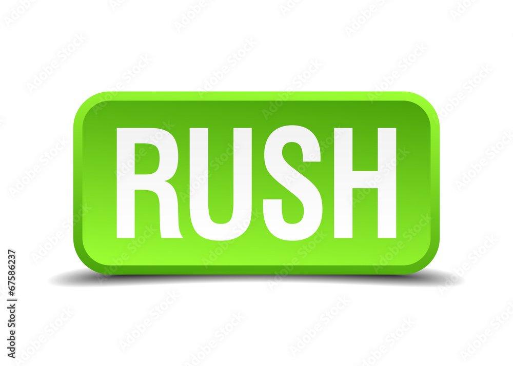 Rush green 3d realistic square isolated button Rush green 3d realistic square isolated button