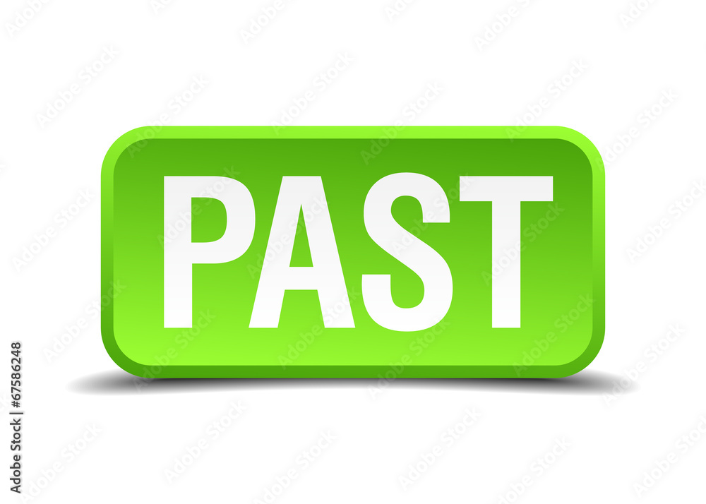Past green 3d realistic square isolated button Past green 3d realistic square isolated button
