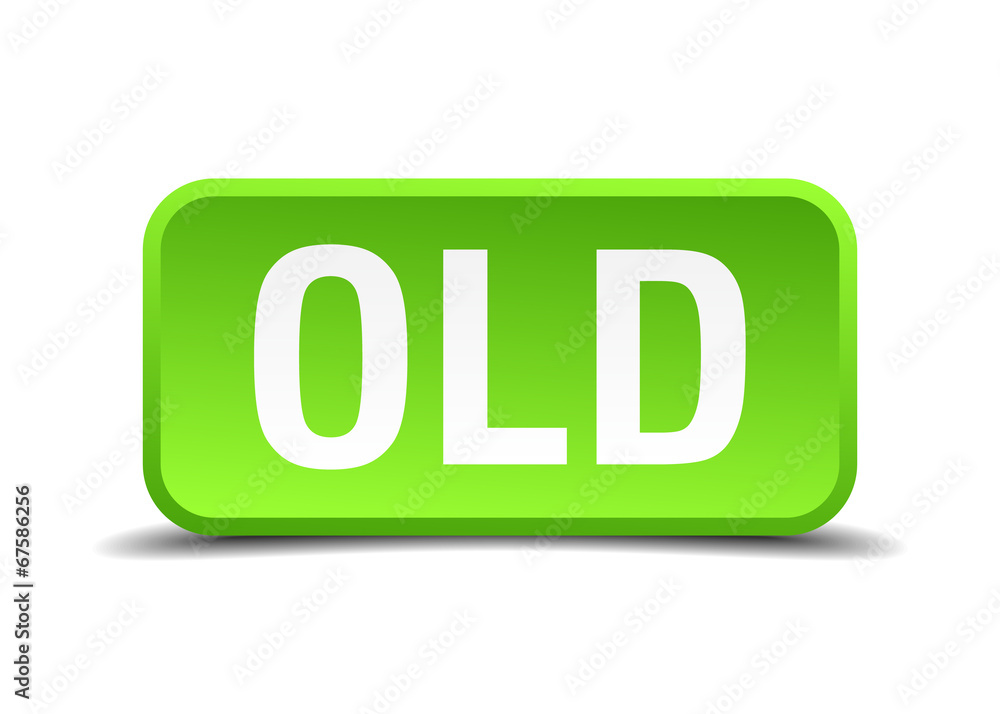 Old green 3d realistic square isolated button Old green 3d realistic square isolated button