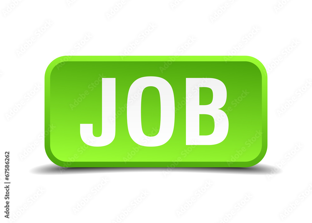Job green 3d realistic square isolated button Job green 3d realistic square isolated button