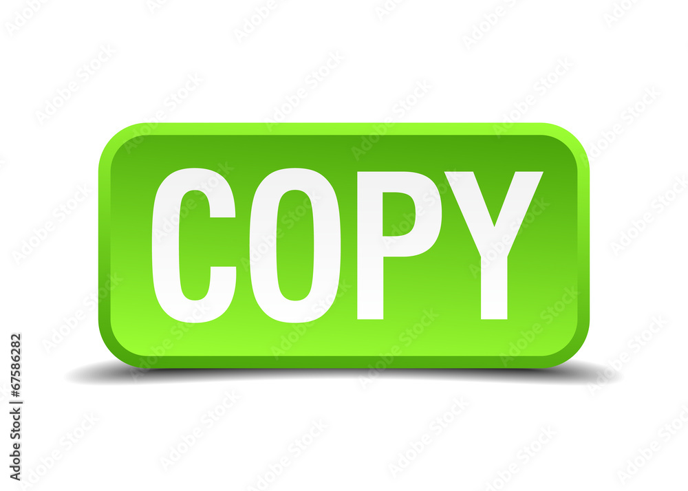 Copy green 3d realistic square isolated button Copy green 3d realistic square isolated button