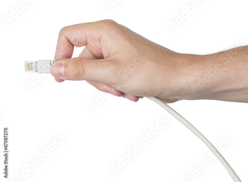 Hand with network cable