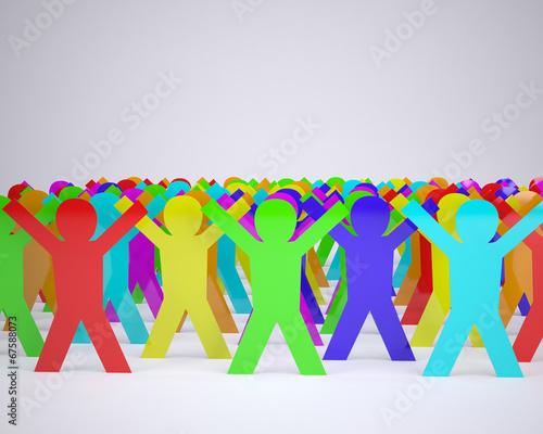 many people cartoon silhouette colored #67588073