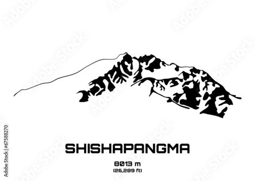 Outline vector illustration of Mt. Shishapangma