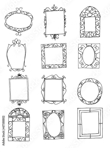 Set of hand drawn picture frames