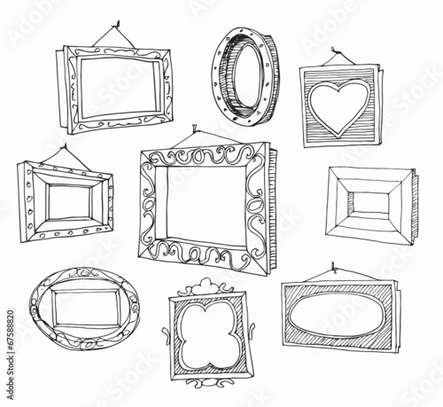 Set of hand drawn picture frames
