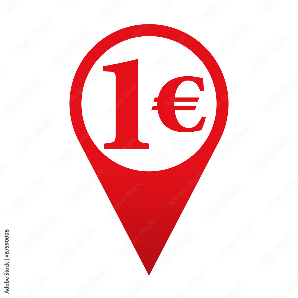 Icono localizacion rojo simbolo 1€ Icono localizacion rojo simbolo 1€