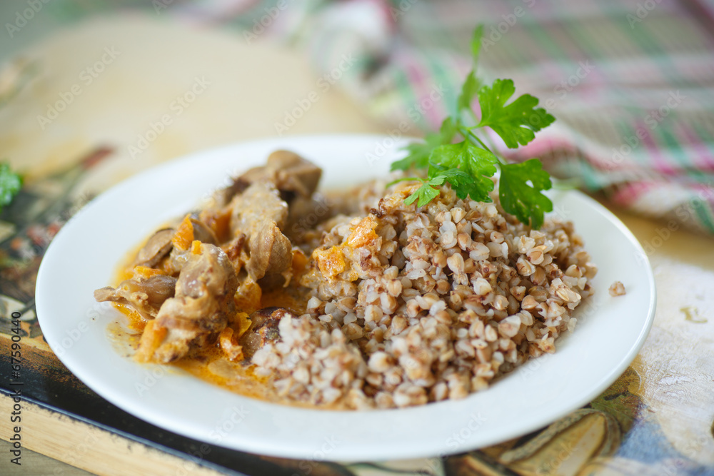 buckwheat cooked with stewed chicken gizzards buckwheat cooked with stewed chicken gizzards