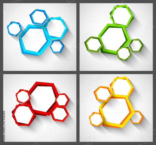 Set of backgrounds with hexagons