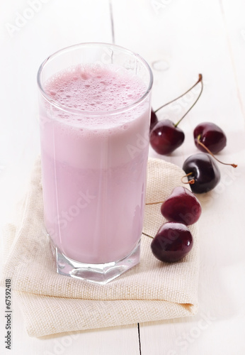 Cherry smoothie in glass