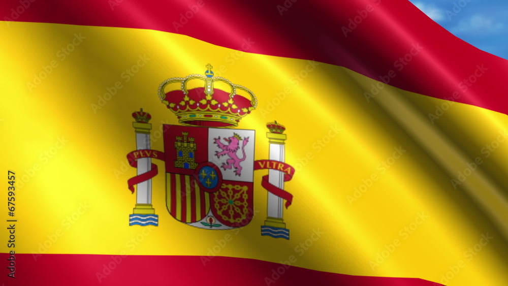 Looping Spanish Flag animation with sky background Looping Spanish Flag animation with sky background