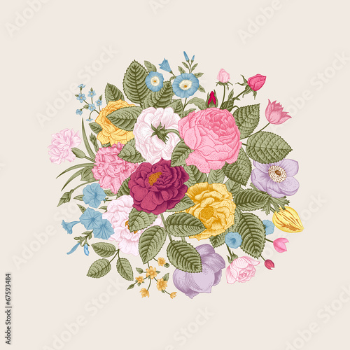Vintage floral vector bouquet