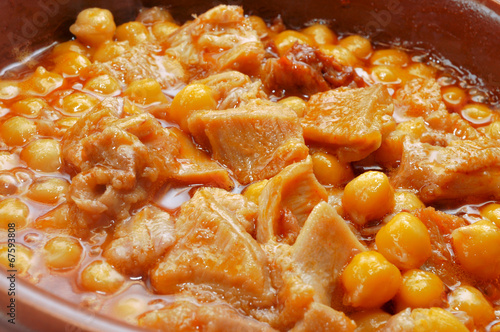 spanish callos, a typical stew with beef tripe and chickpeas