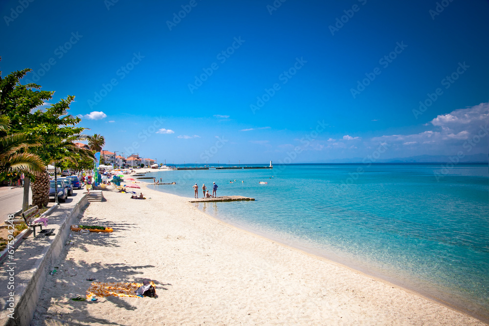 Pefkochori beach on Kasandra peninsula, Greece.