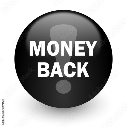 money back black glossy internet icon