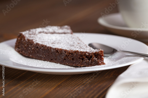 Chocolate Cake Slice on white dish