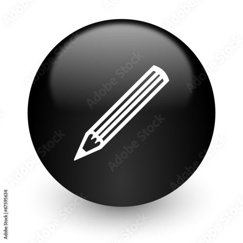 pencil black glossy internet icon