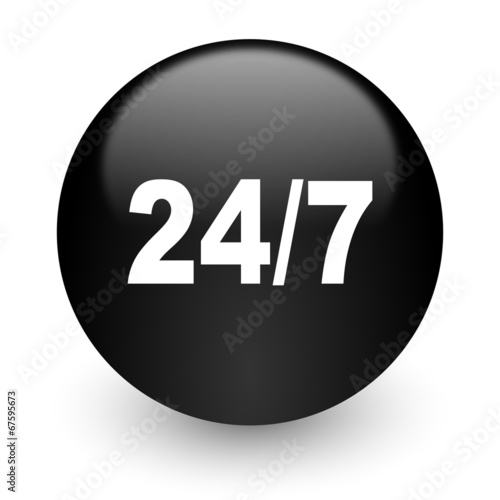 24/7 black glossy internet icon