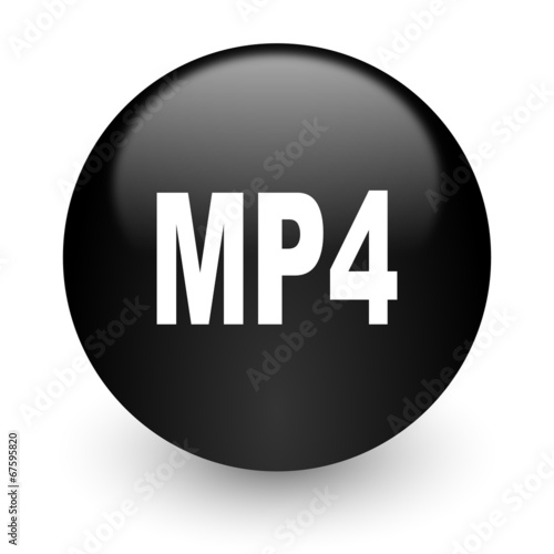 mp4 black glossy internet icon