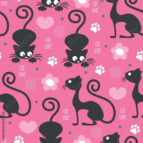 cat love pattern vector illustration