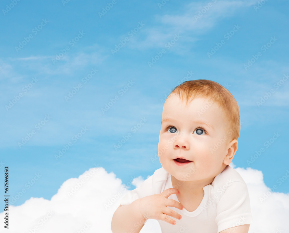 smiling baby looking up smiling baby looking up