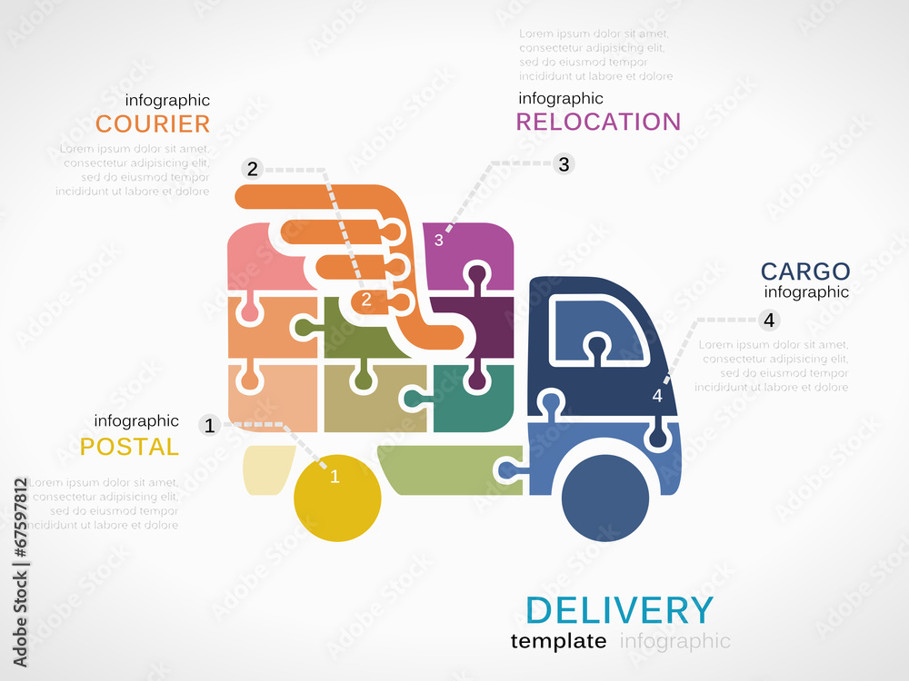 Delivery concept infographic template with truck Delivery concept infographic template with truck