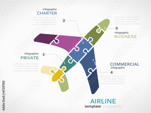 Airline concept infographic template with plane