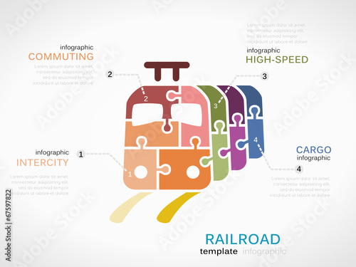 Railroad concept infographic template with train