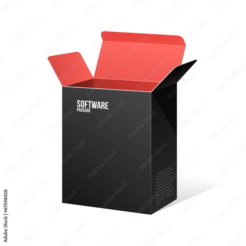Software Package Box Opened Black Inside Red Software Package Box Opened Black Inside Red