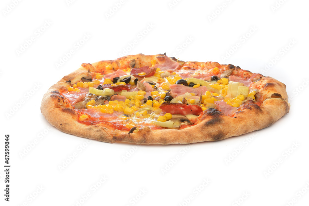 Delicious pizza on white background Delicious pizza on white background