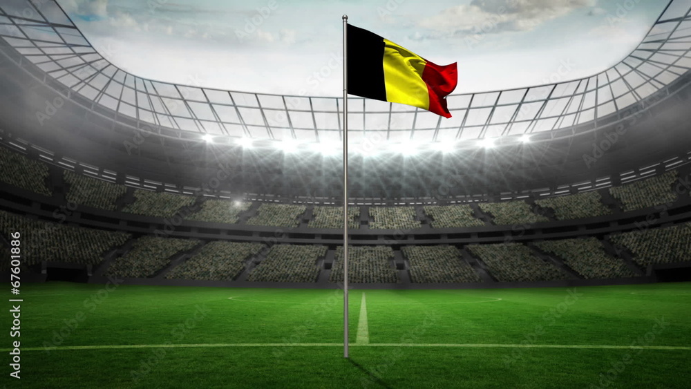 Belgium national flag waving on flagpole Belgium national flag waving on flagpole