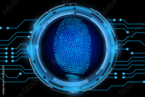Futuristic Fingerprint Data Security Interface 