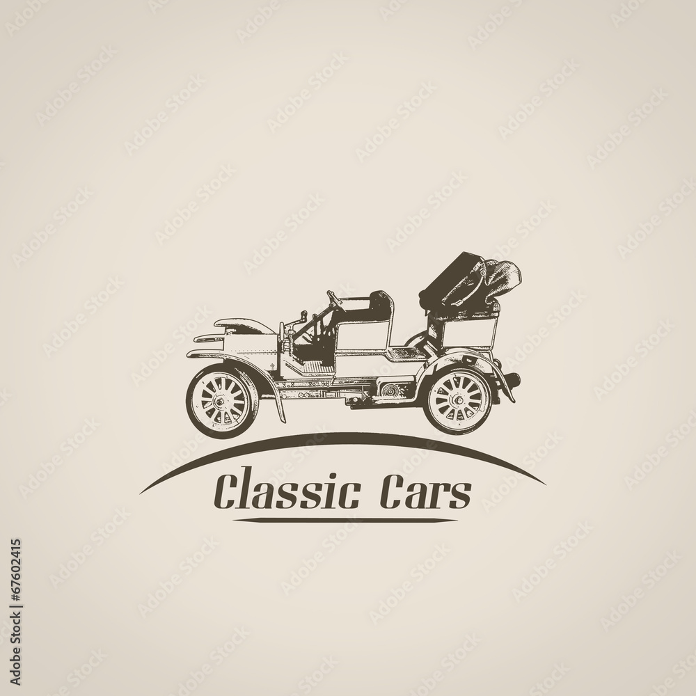 Classic cars in retro poster