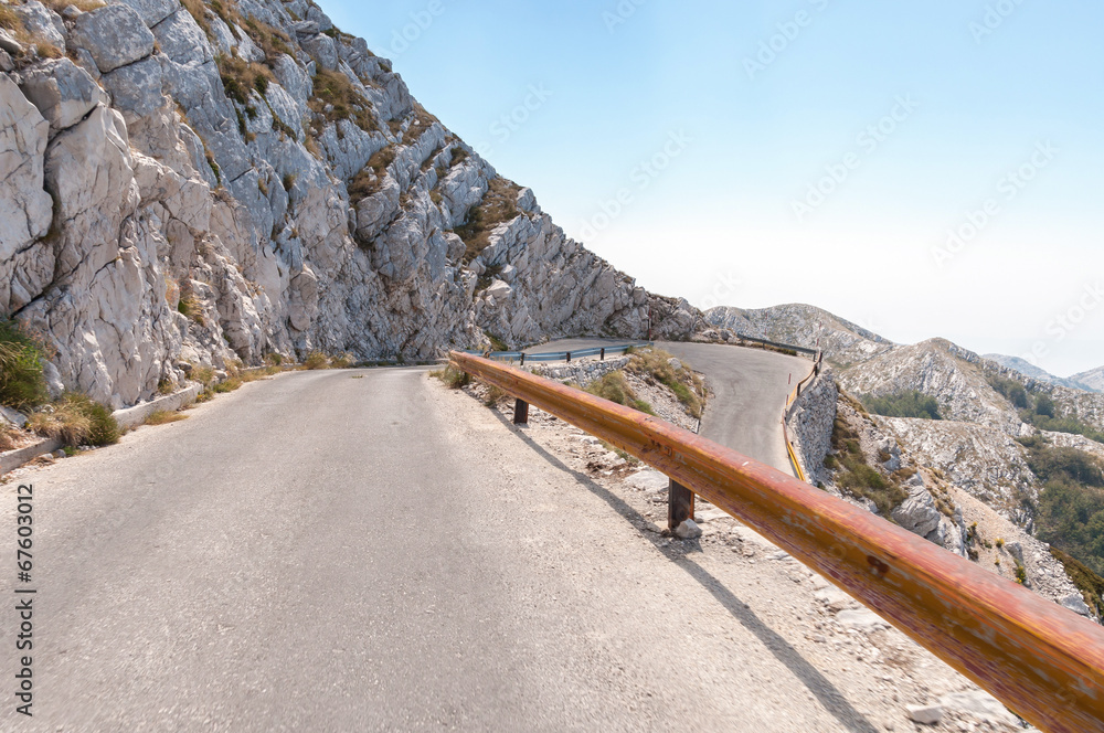 Naklejka premium Winding road in Biokovo mountains.