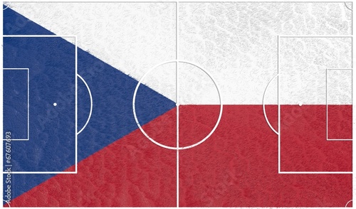 football field textured by czech national flag